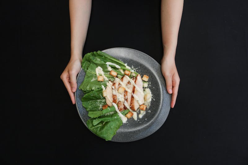 Caesar salad with croutons and parmesan